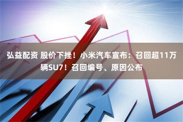 弘益配资 股价下挫！小米汽车宣布：召回超11万辆SU7！召回编号、原因公布
